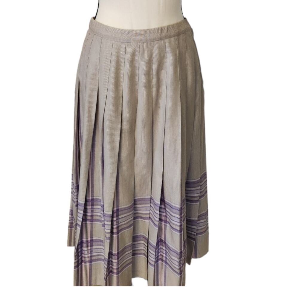 Pendleton Vintage Drop Waist Pleated Gray Plaid Skirt NWOT Size 10 P Made USA - Picture 2 of 6